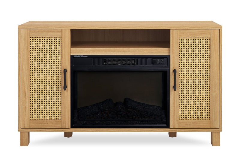 Foyer électrique contemporain Reed de 47 po avec rangement - teck clair