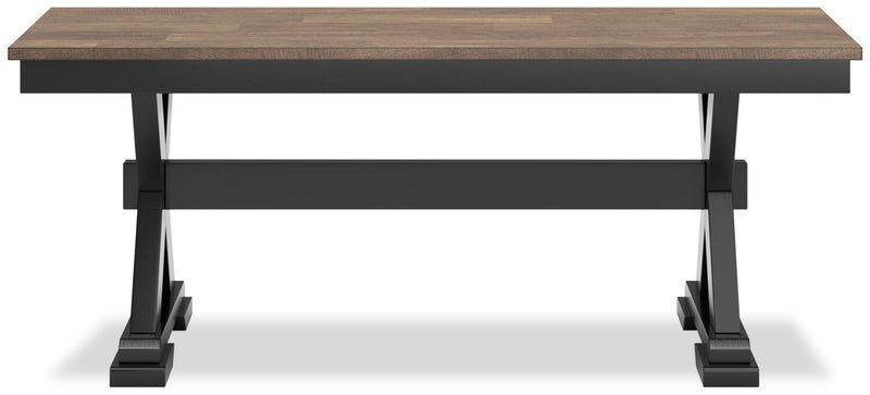 Ensemble de salle à manger Raven 6 pièces avec table à rallonge, 60 po à 78 po (L), banc et 4 chaises - deux teintes, noir et brun