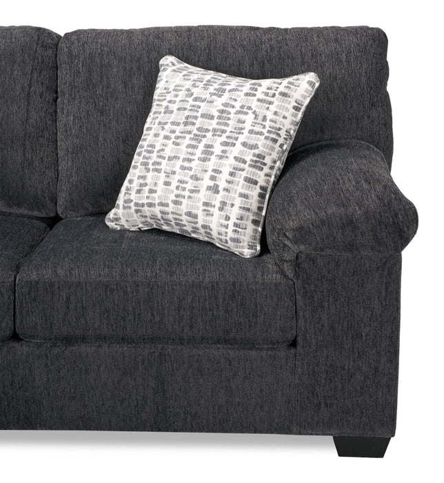 Sofa sectionnel de gauche Morgan 3 pièces fabriqué au Canada en tissu de chenille avec sofa et coussins décoratifs - gris
