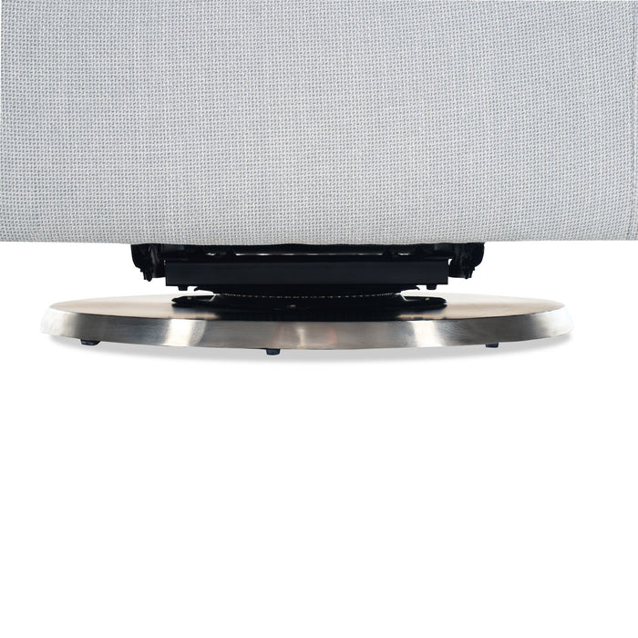 Fauteuil d’appoint à oreilles coulissant et pivotant Ellie de 29 po en tissu d’apparence lin avec accoudoirs en retrait - gris