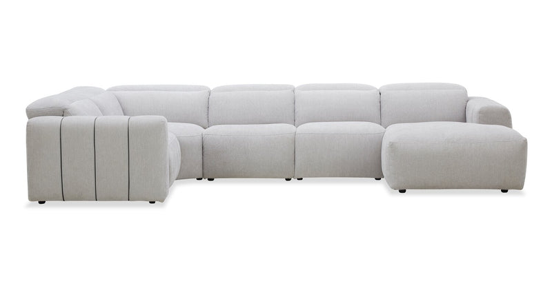 Sofa sectionnel de droite à inclinaison électrique Presidio 6 pièces - poudre