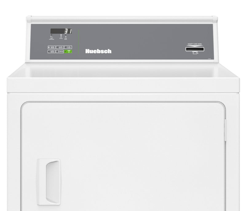 Sécheuse électrique commerciale Huebsch de 7 pi3 à chargement frontal avec compatibilité avec les cartes - blanche - HDENYRGS176CW01