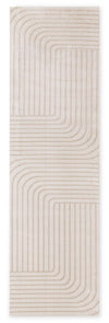 Carpette lavable Fresh beige à rayures modernes - 2 pi 0 po x 6 pi 7 po 