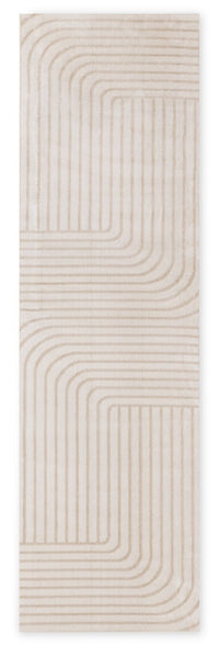 Carpette lavable Fresh beige à rayures modernes - 2 pi 0 po x 6 pi 7 po