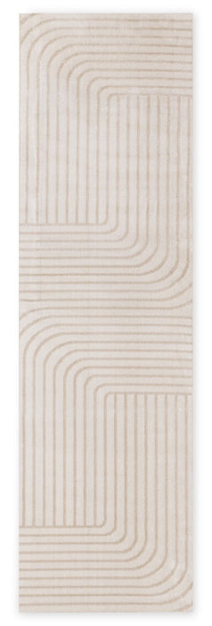 Carpette lavable Fresh beige à rayures modernes - 2 pi 0 po x 6 pi 7 po 