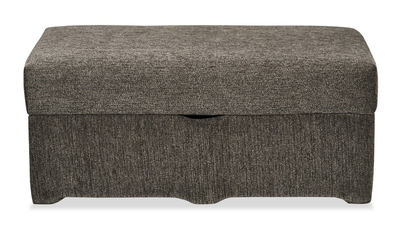 Pouf de rangement Lennox de 40 po fabriqué au Canada en tissu de chenille - gris