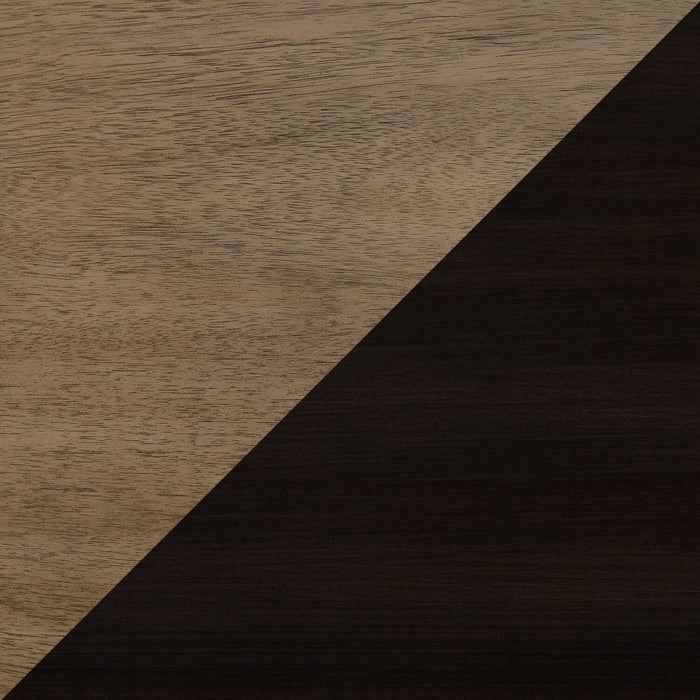 Table à café Wells de 46 po en bois massif avec dessus relevable, rangement et roulettes - deux teintes de brun