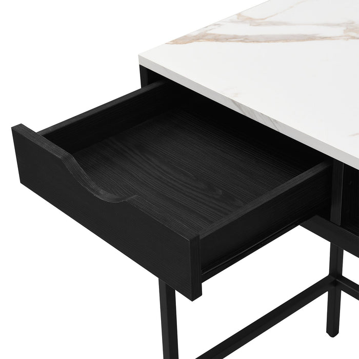 Bureau Jensen de 40 po avec dessus en imitation de marbre et rangement - noir