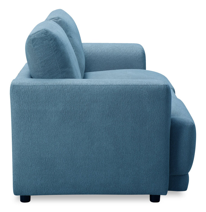 Sofa sectionnel modulaire Voyage 3 pièces en tissu avec console et coussins de dossier amovibles - bleu