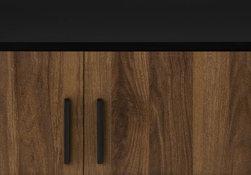 Meuble pour téléviseur rustique Elle de 72 po avec rangement et système de gestion des câbles pour téléviseurs jusqu’à 80 po - brun foncé et noir