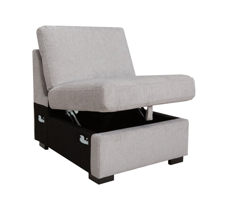 Sofa sectionnel Vault 6 pièces avec causeuse-lit et 3 fauteuils longs de rangement - gris