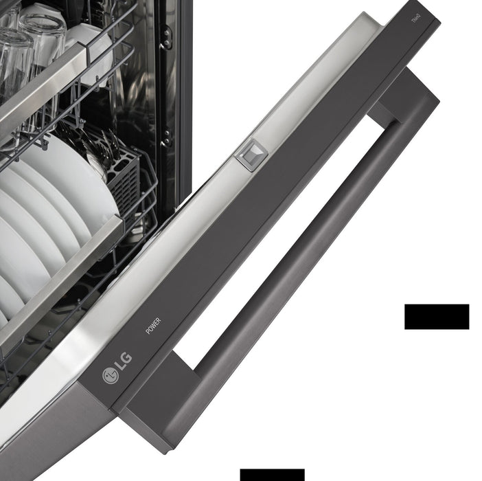 Lave-vaisselle encastré LG à 42 dBA de 24 po avec commandes sur le dessus et QuadWashMD Pro - acier inoxydable noir - LDNTH753D