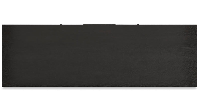 Desserte de salle à manger Shaw de 56 po (L) avec rangement, support à vin intégré et détails à apparence de canne - noire