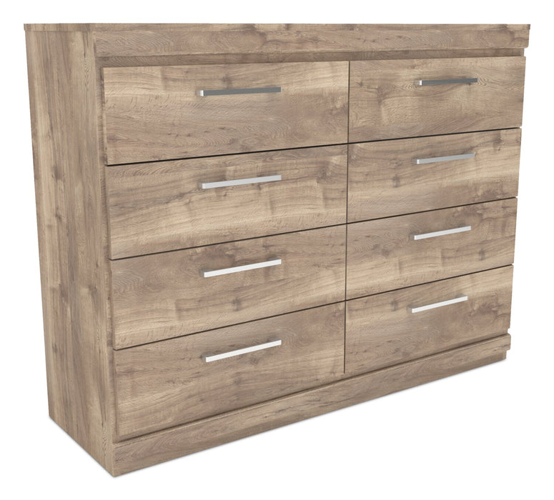 Commode de chambre à coucher Oakley de 49 po (L) x 37 po (H) à 8 tiroirs, fabriquée au Canada - naturelle