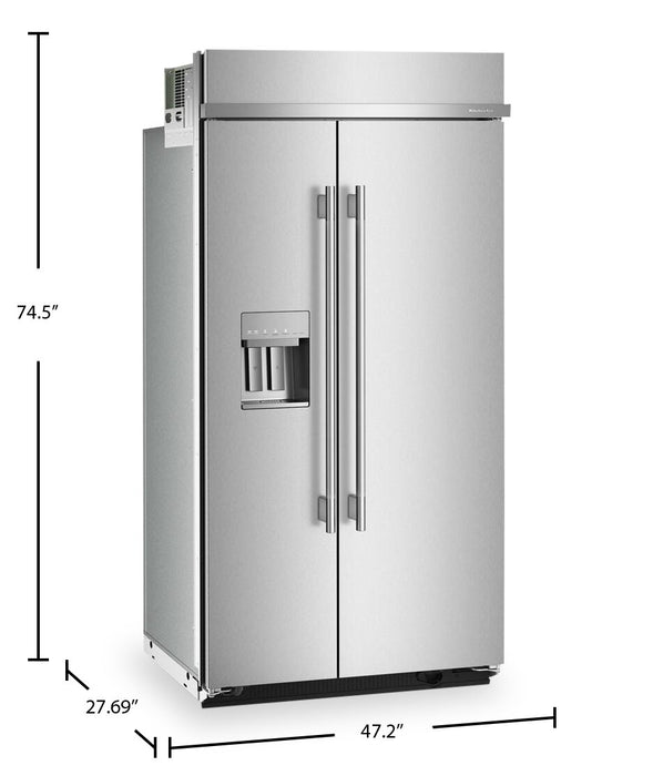 Réfrigérateur encastré KitchenAid de 25,1 pi3 et de 42 po à compartiments juxtaposés - acier inoxydable - KBSD742SPS