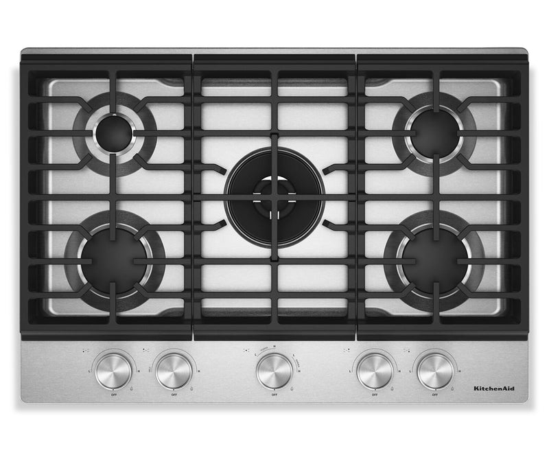 Surface de cuisson KitchenAid au gaz sur métal avec fini CookShield - acier inoxydable - KCGK730SSS