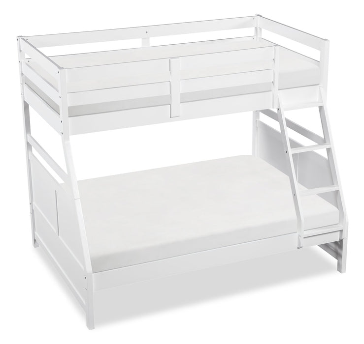 Lits superposés Quinn pour enfants avec échelle et garde-corps, blancs - simple et double