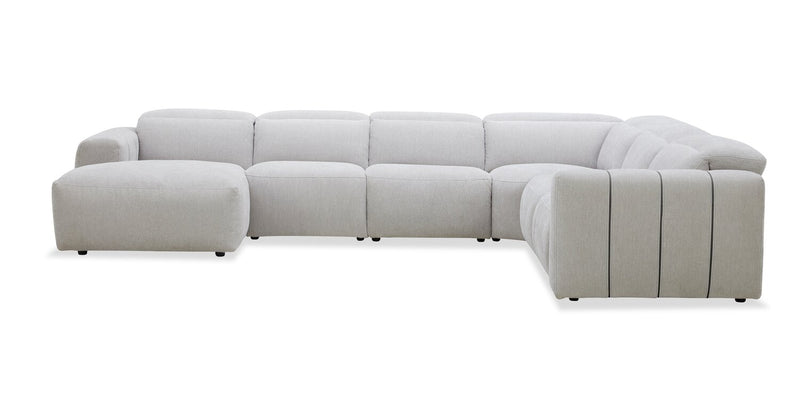 Sofa sectionnel de gauche à inclinaison électrique Presidio 6 pièces - poudre