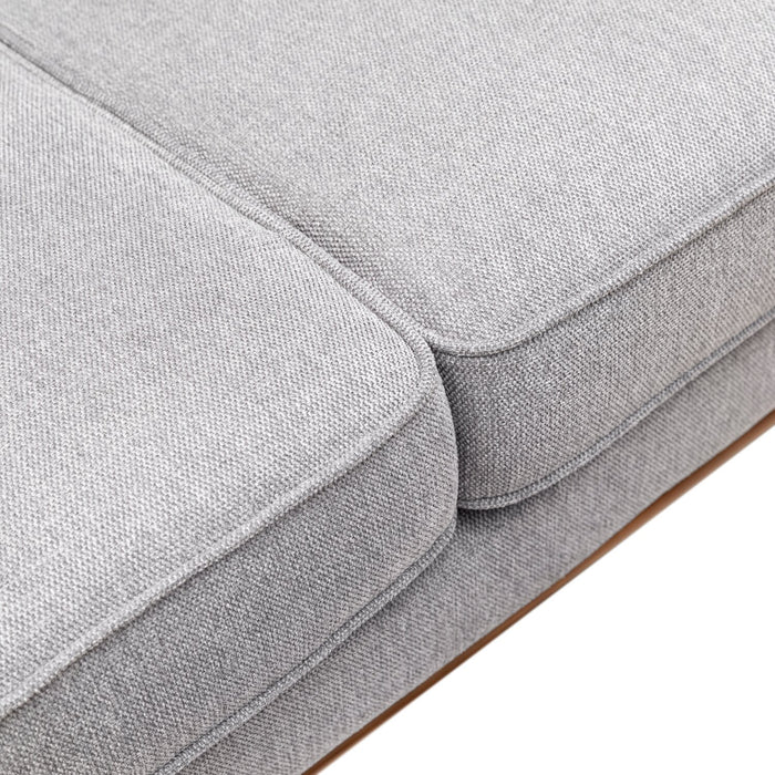 Sofa Kassia de Kort & Co. de 80 po de format condo en tissu d’apparence lin avec base et pattes en bois - gris