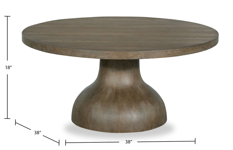 Table à café moderne ronde Eldon de 38 po en bois massif - marsouin