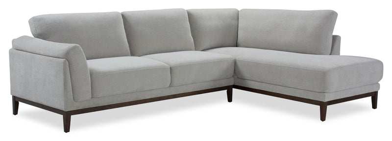 Sofa sectionnel de droite Horizon 2 pièces en tissu avec base et pattes en bois - gris