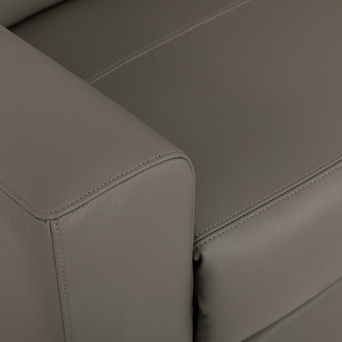 Sofa sectionnel de droite à inclinaison électrique Valentino 3 pièces en cuir véritable avec appuie-têtes réglables - gris