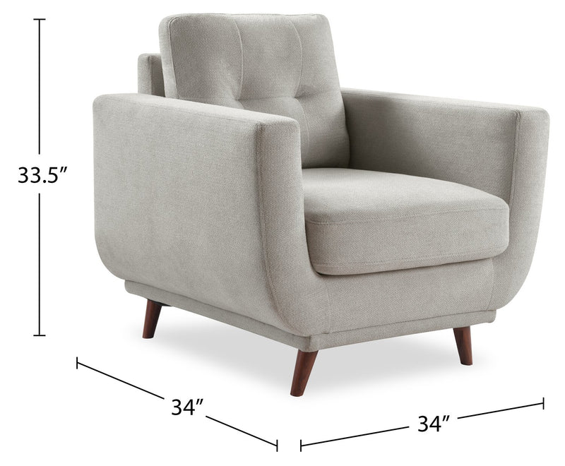 Fauteuil Cosmo de 34 po en tissu avec coussin de dossier capitonné - gris