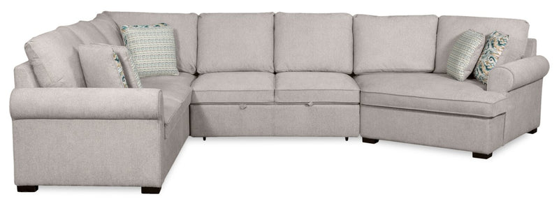Sofa-lit sectionnel enveloppant de droite Haven de Scott Living 3 pièces en tissu de chenille - gris 