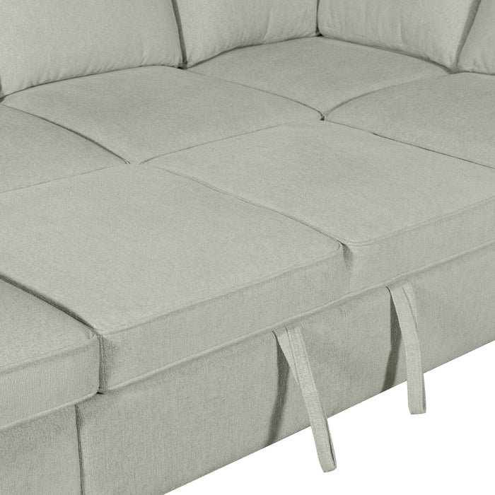 Sofa-lit sectionnel de droite Haven de Scott Living 4 pièces en tissu de chenille avec fauteuil long de rangement - bleu écume de mer