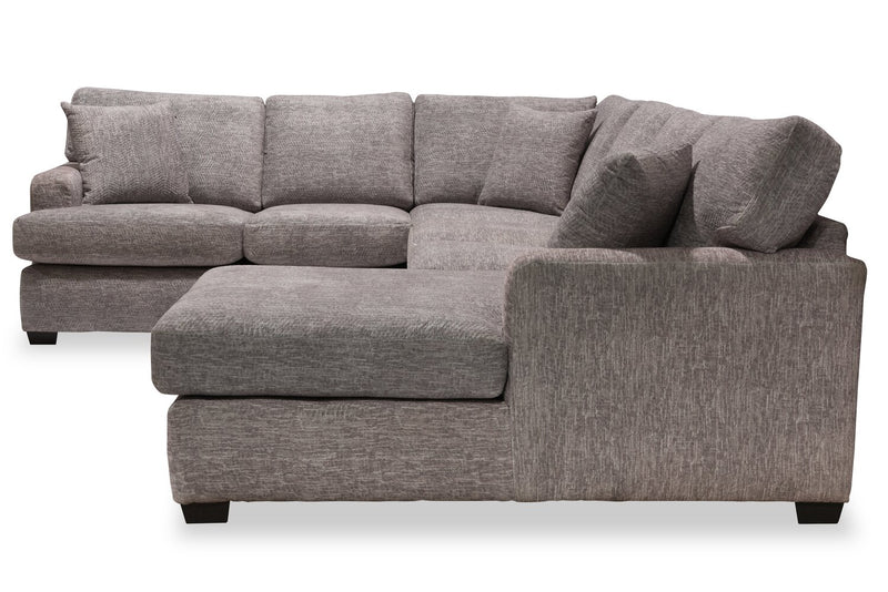 Sofa sectionnel de droite Luxe 3 pièces fabriqué au Canada en tissu avec coussins amovibles - gris colombe Zaftig