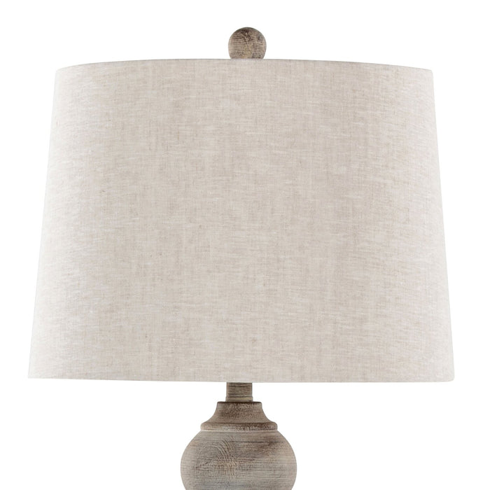 Lampe de table champêtre Orson de 32 po avec abat-jour en lin de couleur avoine - grise