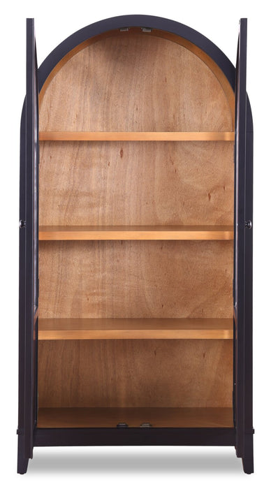 Armoire vitrée arquée Aeris de Kort & Co. avec portes en verre - noir mat et chêne naturel 
