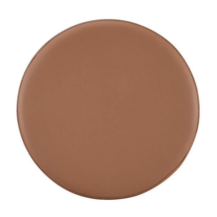Pouf de rangement rond Manitoba de 18 po - similicuir brun