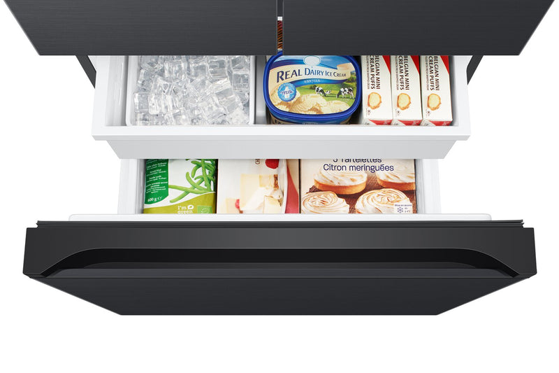 Réfrigérateur Samsung de 17,5 pi³ et de 33 po à portes françaises de profondeur Comptoir - noir caviar matté - RF18A5101MT/AA