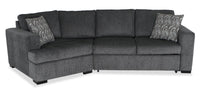  Sofa-lit sectionnel enveloppant de gauche Legend 2 pièces fabriqué au Canada en tissu de chenille - gris poivre