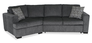 Sofa-lit sectionnel enveloppant de gauche Legend 2 pièces fabriqué au Canada en tissu de chenille - gris poivre