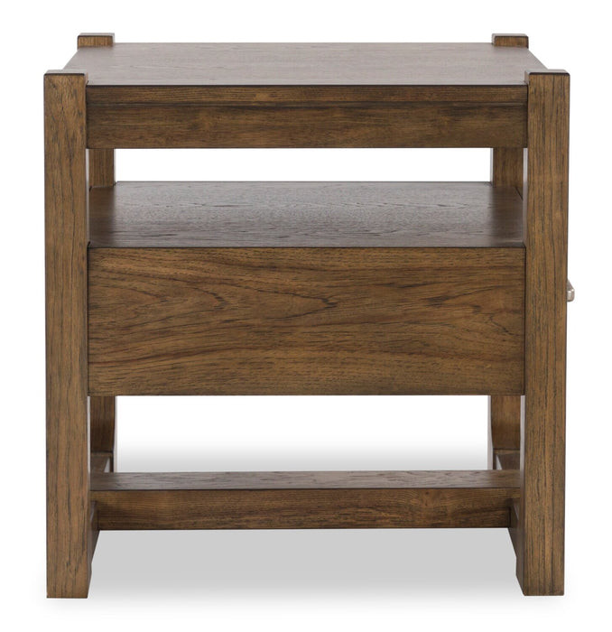 Table de bout Gideon de 24 po de style champêtre en bois massif - brun