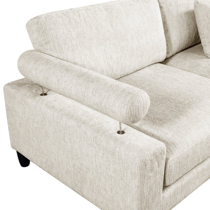 Sofa sectionnel modulaire Lounge 5 pièces en chenille avec pouf - beige 