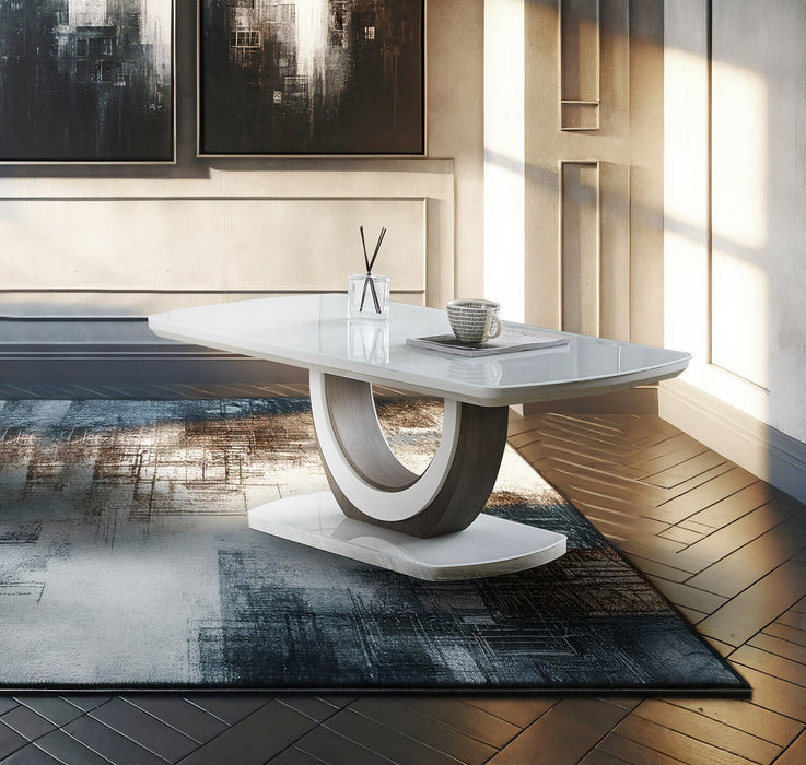 Table à café moderne Brimley de 47,25 po - blanche et grise