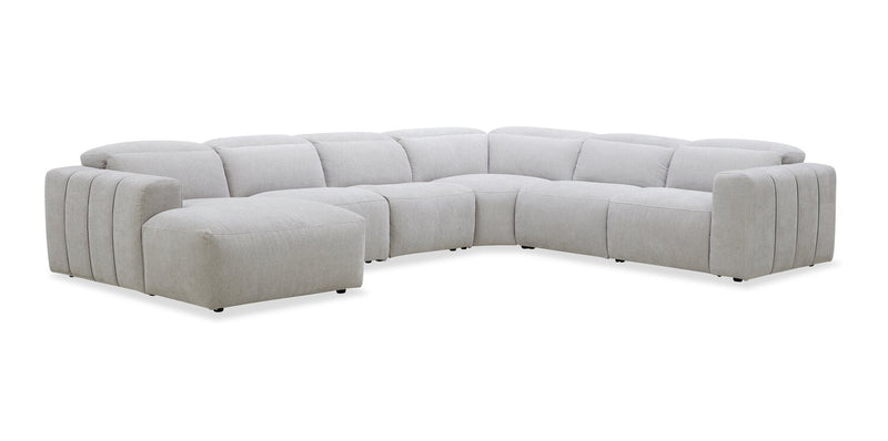 Sofa sectionnel de gauche à inclinaison électrique Presidio 6 pièces - poudre