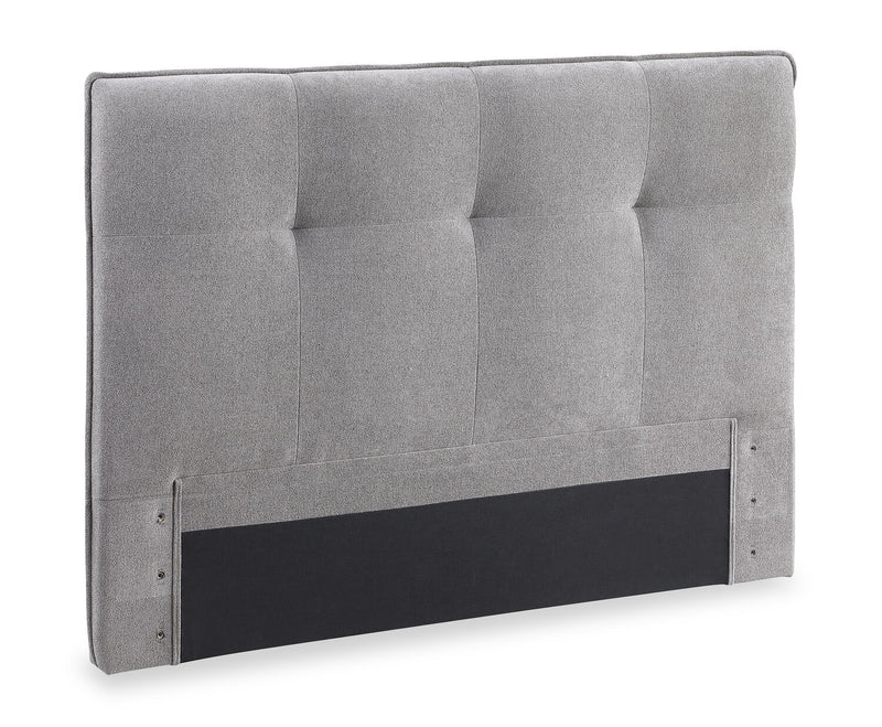 Tête de lit rembourrée Amos en tissu gris capitonné - format lit double
