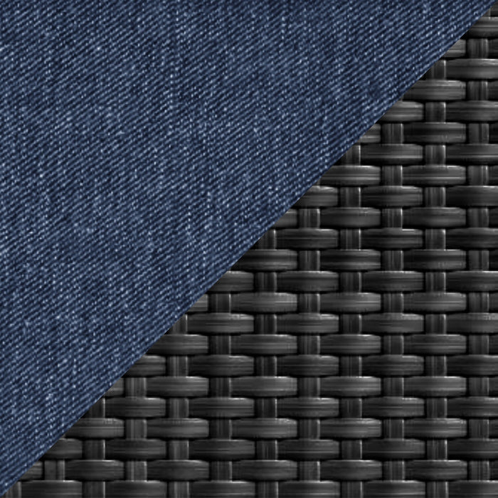 Fauteuil en forme d’œuf Coco de Kort & Co. pour la terrasse à l’extérieur - osier en résine tressé à la main, résistant aux rayons UV et aux intempéries - gris foncé et bleu