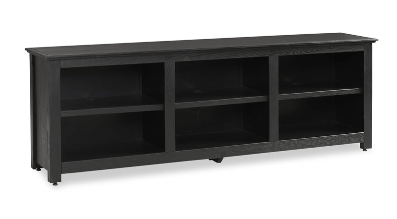 Meuble pour téléviseur Stanley de 70 po en pin avec rangement et système de gestion des câbles pour téléviseurs jusqu’à 80 po - noir