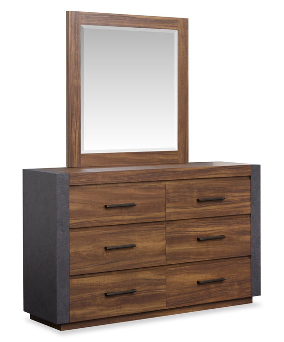 Ensemble de chambre à coucher Dante de Scott Living 5 pièces avec lit, commode et miroir, brun - format grand lit