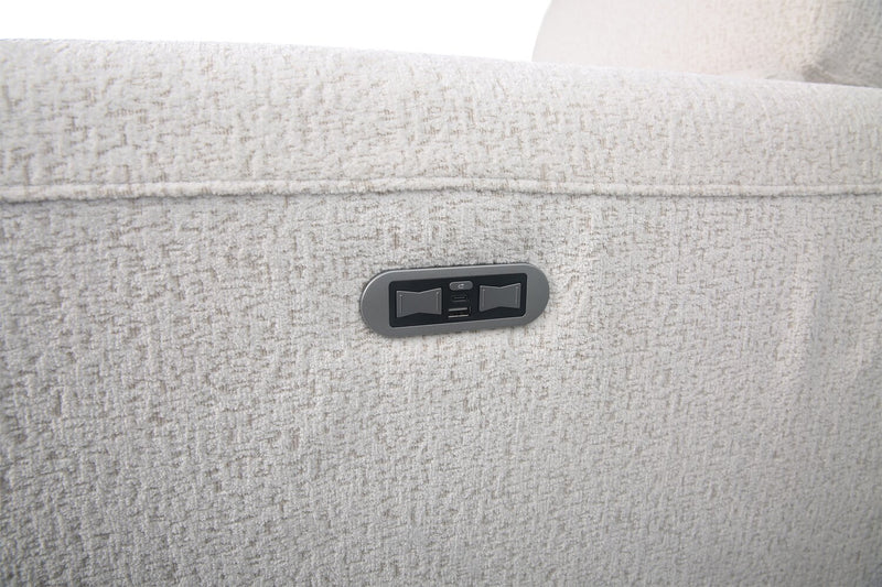 Sofa sectionnel modulaire à inclinaison électrique Sable 6 pièces en chenille avec appuie-têtes électriques et port USB - blanc albâtre