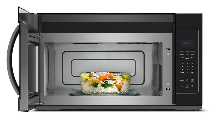 Four à micro-ondes à hotte intégrée Whirlpool de 1,9 pi³ avec cuisson par capteur - noir - YWMMS3230SB