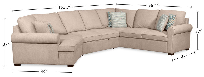 Sofa-lit sectionnel enveloppant de gauche Haven de Scott Living 3 pièces en tissu de chenille - taupe 