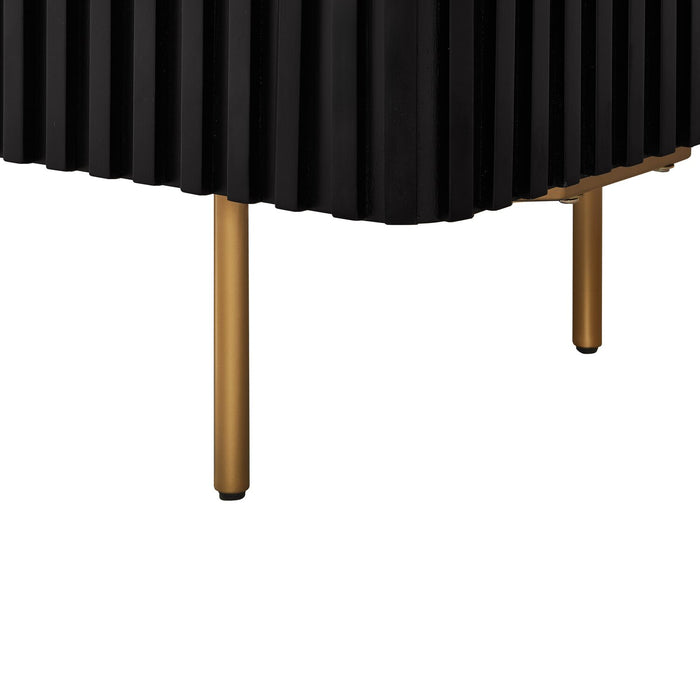 Desserte de salle à manger Capri de Kort & Co. de 66 po (L) avec rangement, dessus en imitation de marbre et touches dorées - noire et blanche