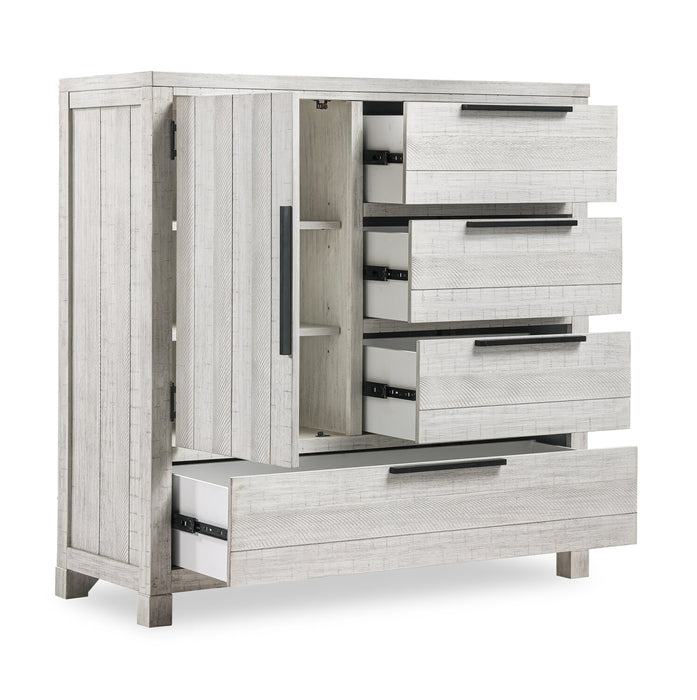 Commode verticale de chambre à coucher Haven de 48 po (L) x 48 po (H) à 4 tiroirs avec armoire de rangement - blanche