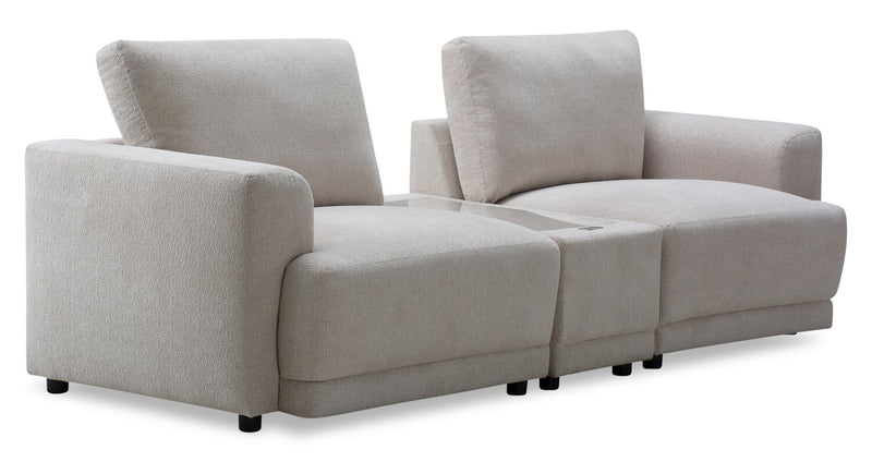 Sofa sectionnel modulaire en forme de U Voyage 3 pièces en tissu avec console et coussins de dossier amovibles - taupe